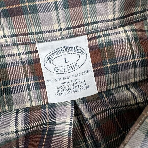 Brooks Brothers Shirt Mens L Brown Plaid Long Sleeve Button Down Casual Cotton - Picture 4 of 8